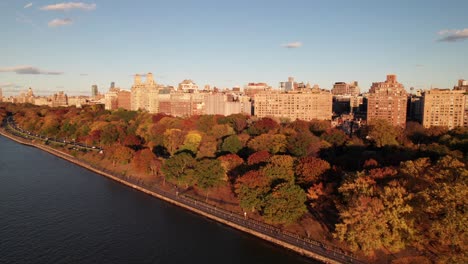 aerial view of upper west side in autumn