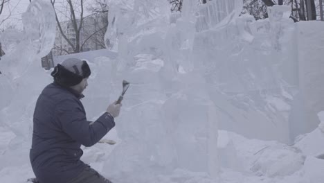 ice sculptor at work