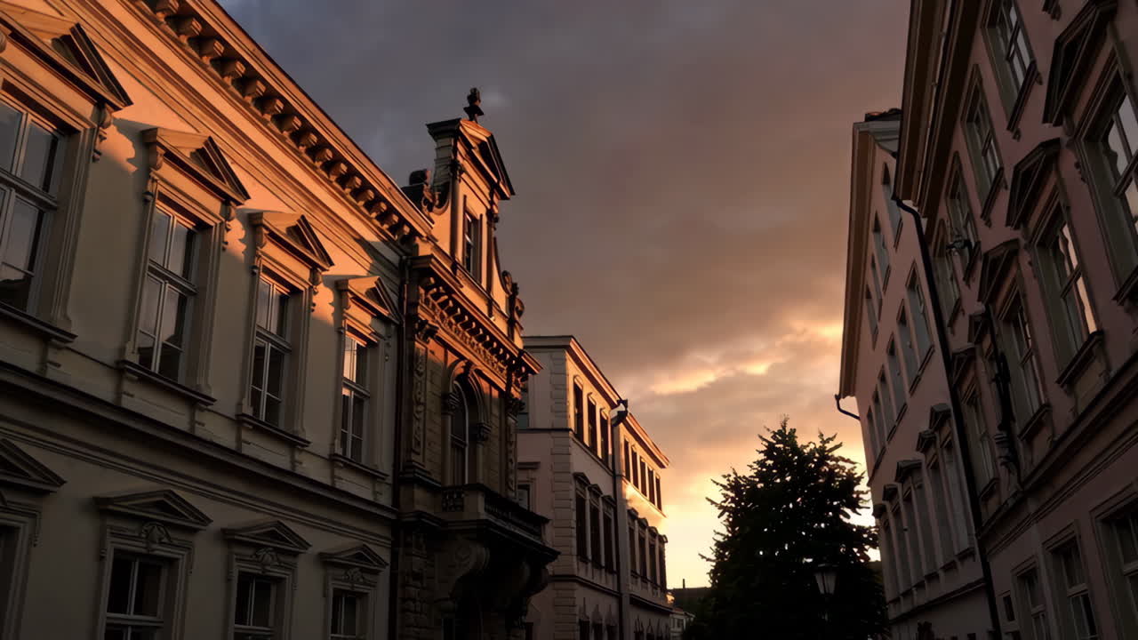 Golden Hour Sunset on a European City Street