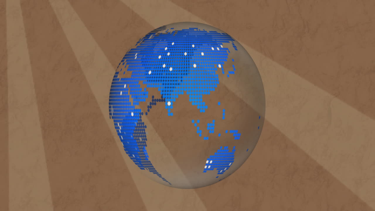 animación del globo sobre rayas en fondo marrón