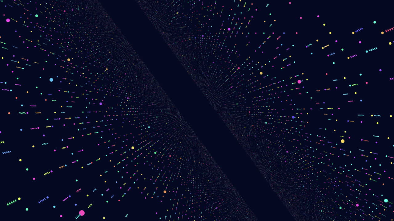 Futuristic neon walls with dots and lines in spiral in dark galaxy