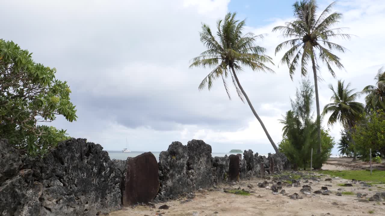 Sacred shrine at Taputapuatea marae, Raiatea, Society Islands, French Polynesia.