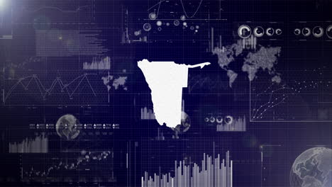 fondo corporativo del país de namibia con elementos abstractos de gráficos de análisis de datos que muestran el análisis de datos video tecnológico con globo, crecimiento, gráficos, datos estadísticos del país de zambia
