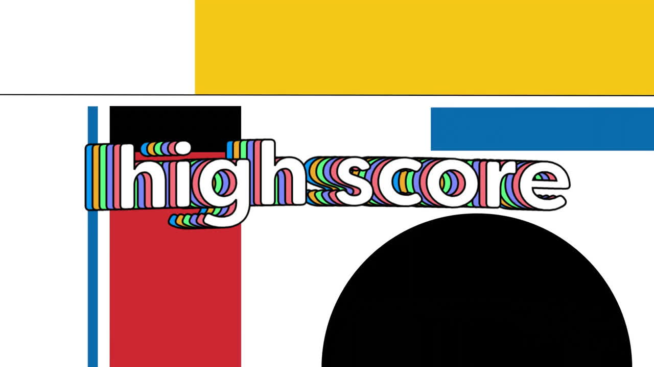 animación de texto de alto rendimiento sobre formas geométricas coloridas