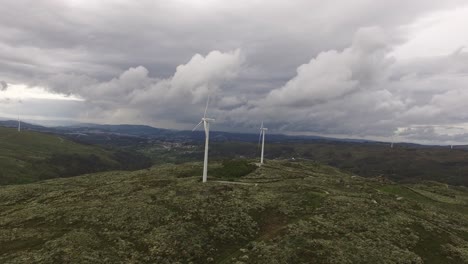 storm clouds on wind power farm in th mountains