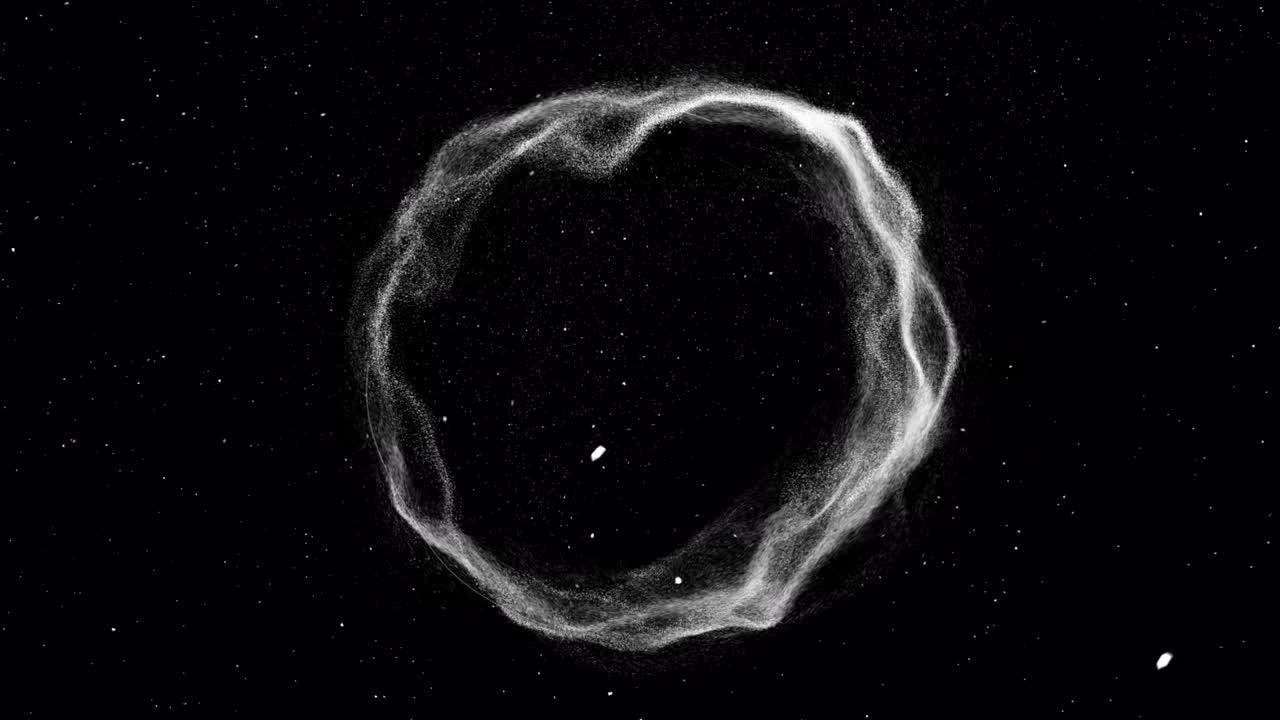 Circular wave animation over starry night sky background