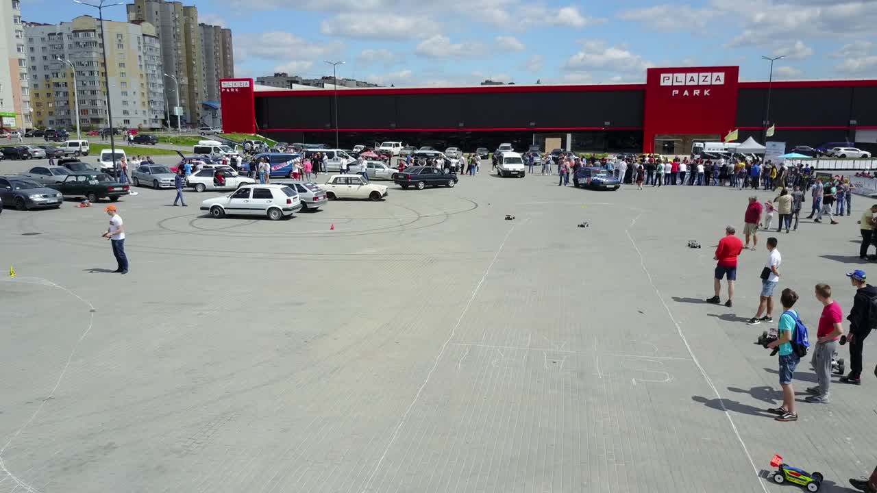 Road Race For Radio Controlled Car. VINNITSA, UKRAINE - MAY 2017: Europe Day, small radio controlled model cars racing