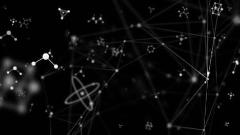 animación de moléculas flotando con redes de conexiones