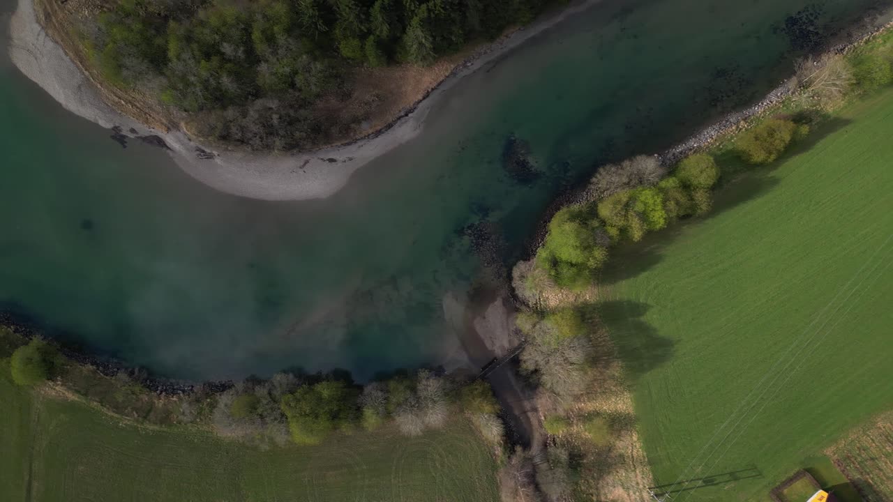 Top shot of a river in the wild. Stunning view of Vestland Stryn near Nordfjord, Norway.
