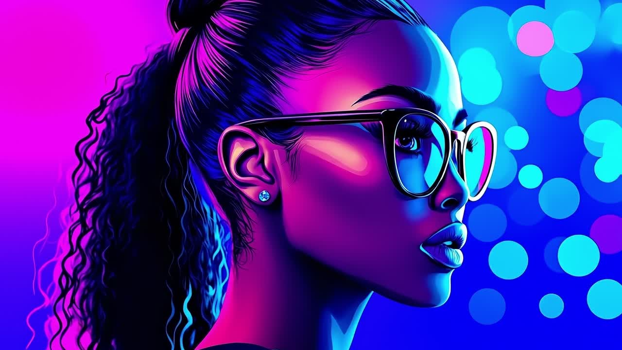 A woman wearing glasses with a ponytail in her hair