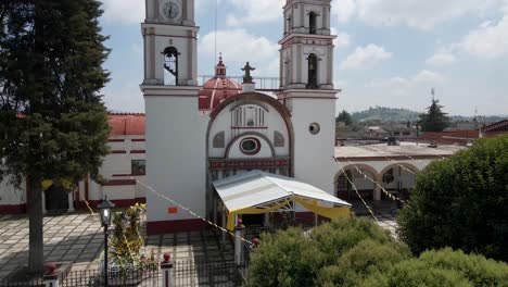 beautiful aerial view of the old stone church in mexico