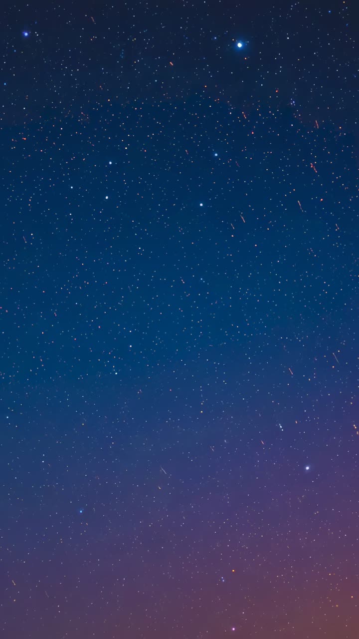 Vertical video: Camera starting recording capturing star twinkling in rural night sky, horizon glow