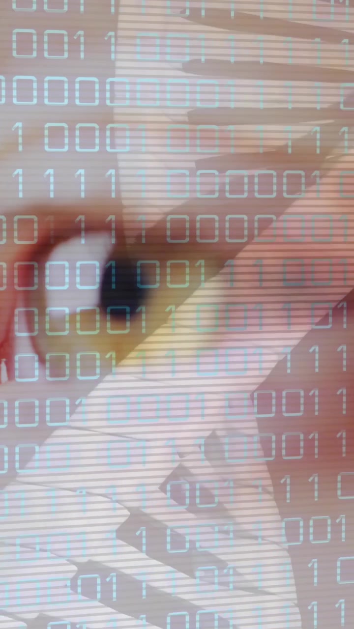 Animation af binær kodning og DNA-streng over øje