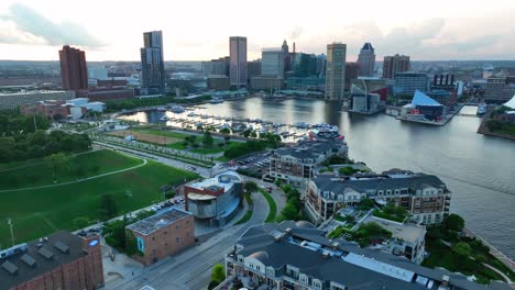 Residential-homes-on-waterfront-in-Baltimore-Maryland-Inner-Harbor