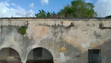 drone shot of entire abandoned hacienda in yucatan mexico