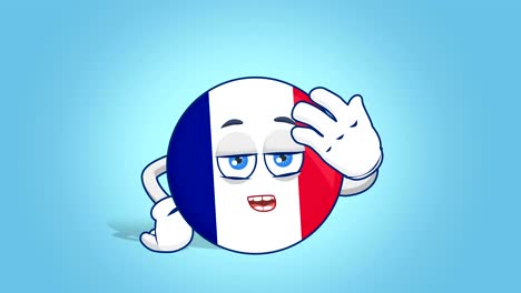 cartoon icon flag france upset speak with face animation with alpha matte