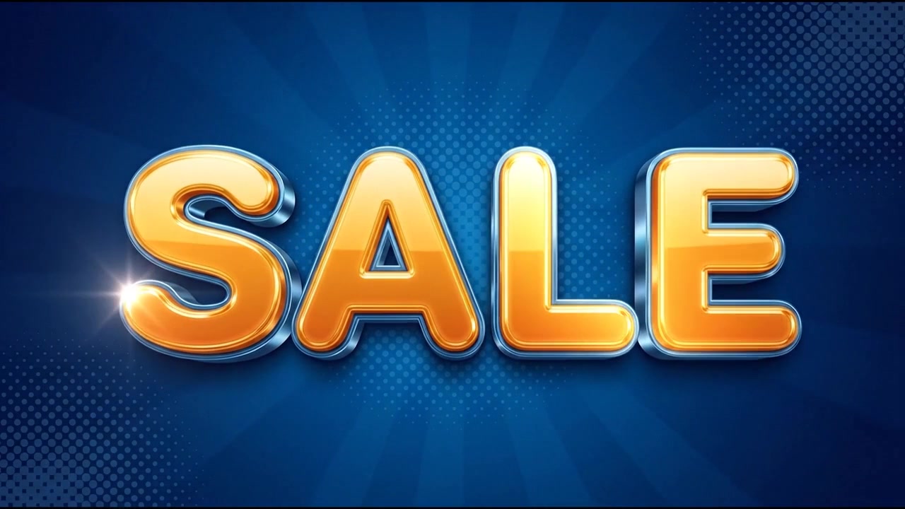 Animazione di banner testuale promozionale con offerta speciale e tipografia 3D vibrante
