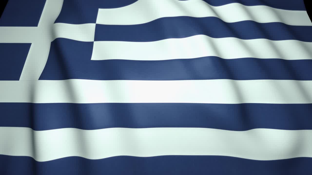 Realistische wehende Griechenlandflagge, 4K-Hintergrund, Loop-Animation.