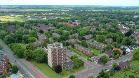 modern residential buildings in the town of wilhelmshaven, lower saxony, germany