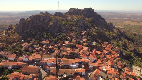 aerial view of a mountaintop village in portugal