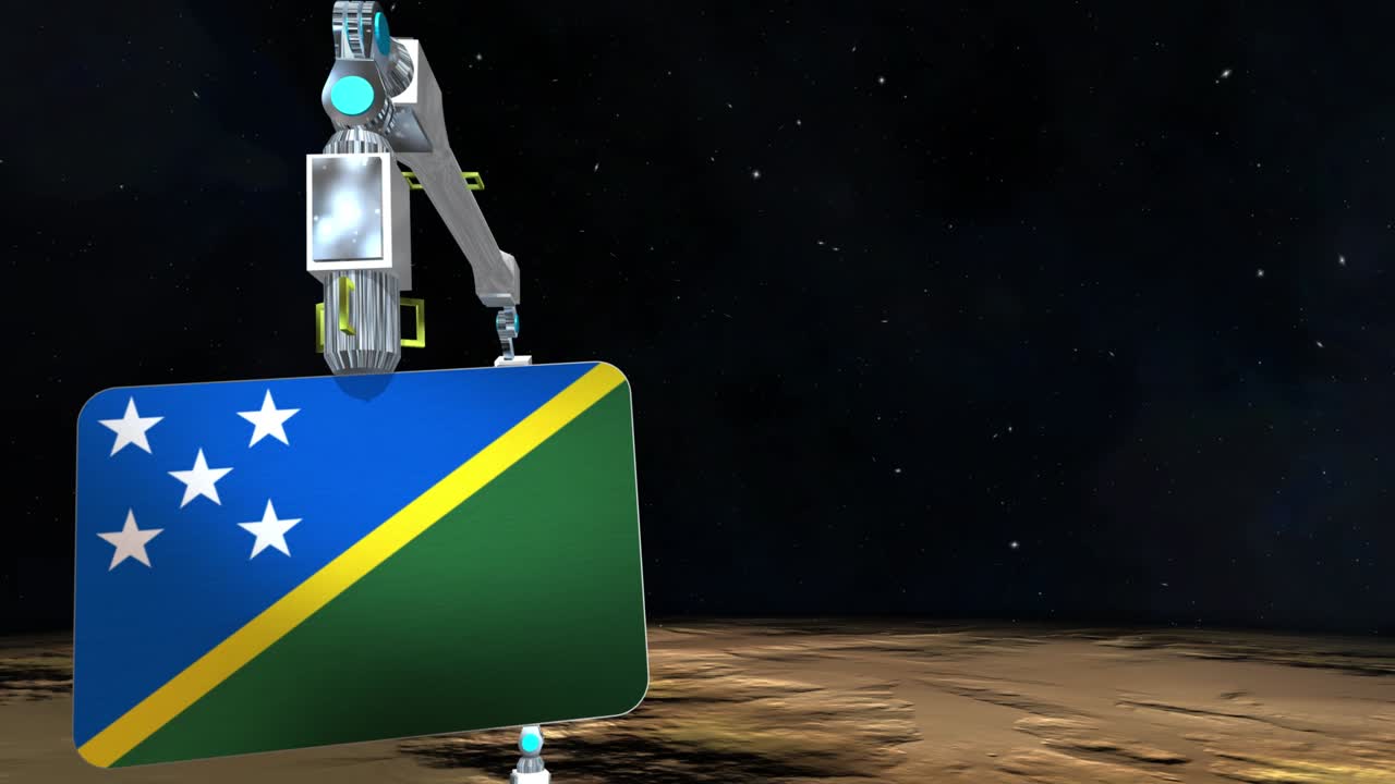 la placa de la bandera de las islas salomón excavada en el planeta.