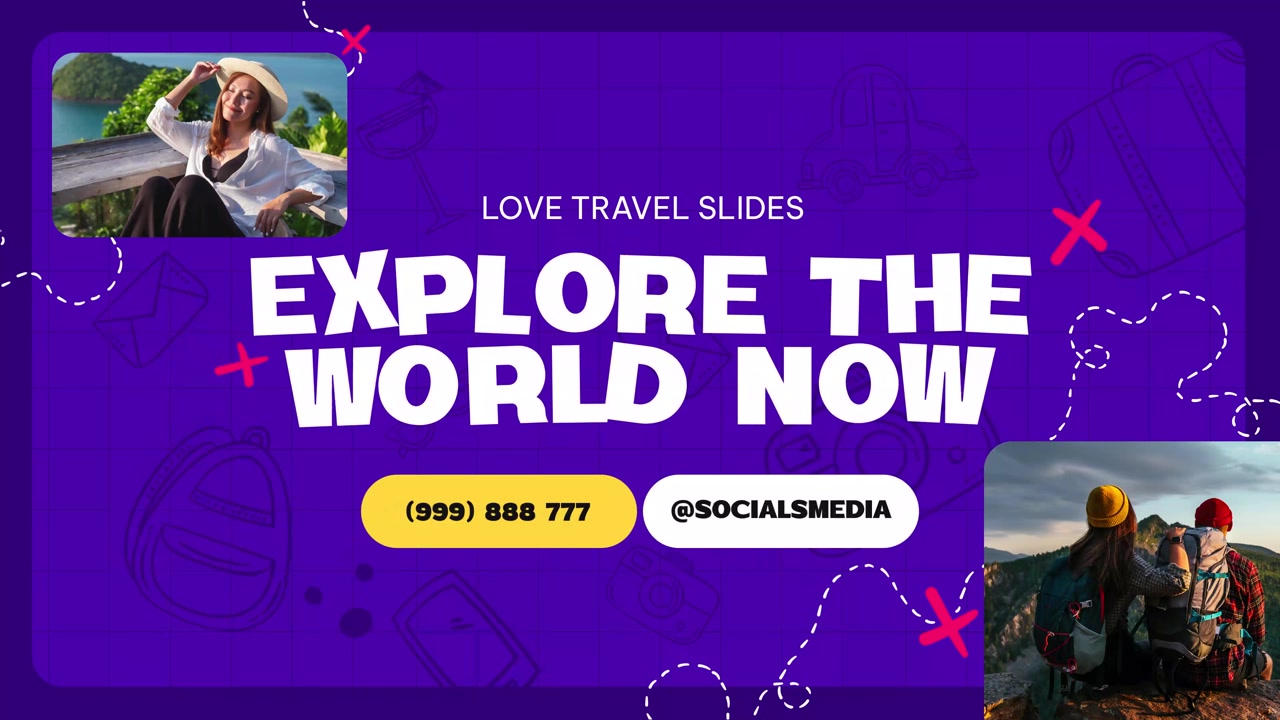 Animated Travel Slideshow Template with Vacation Photos and Promotional Text