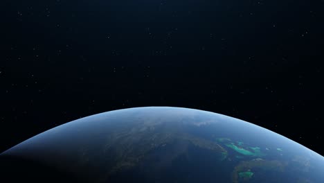 3d animation showing the earth's horizon from space as night sets in