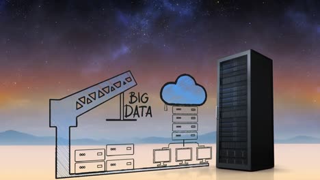 Server-towers-for-cloud-storage-under-the-starry-sky