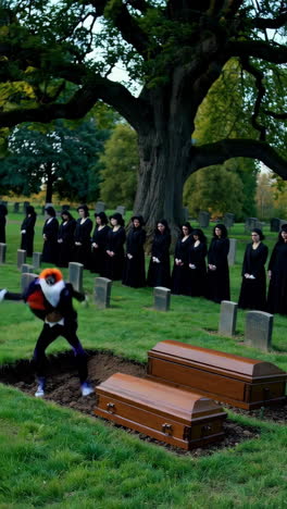 dancing in a cemetery
