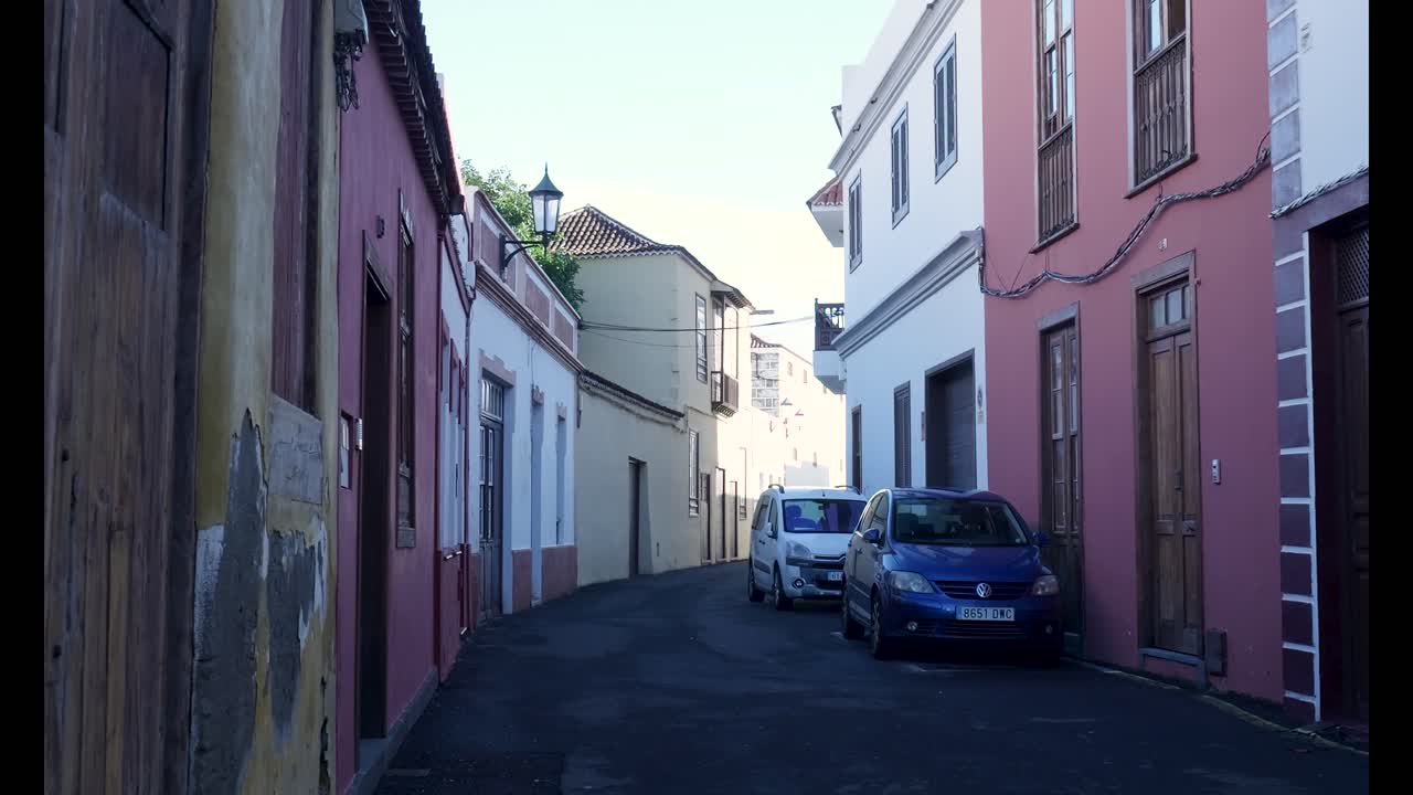 Quiet European Town Street with Traditional Colorful Buildings
