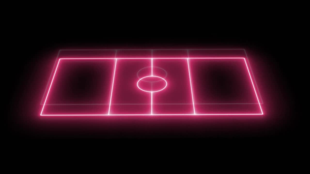 Animation of neon pink sports field and blue lightnings