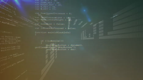 animación del procesamiento de datos contra puntos de luz azul sobre fondo gris