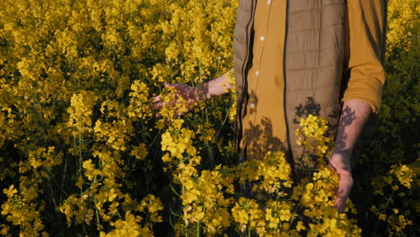 farmer in a rapeseed field