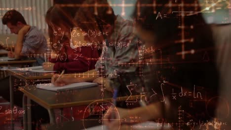 digital animation of students working with mathematics foreground