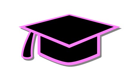 mortarboard hat education icon symbol in and out animation pink