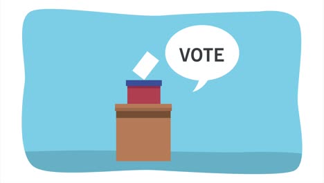election day animation with voting box and speech bubble