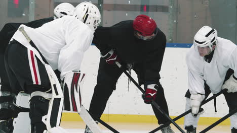 Hockey Coach Teaching Players On Ice