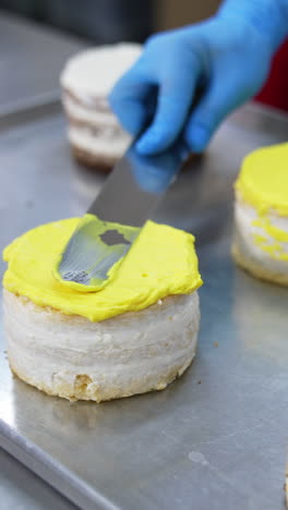 cream cooking pastry desserts. making sweet cakes. vertical video