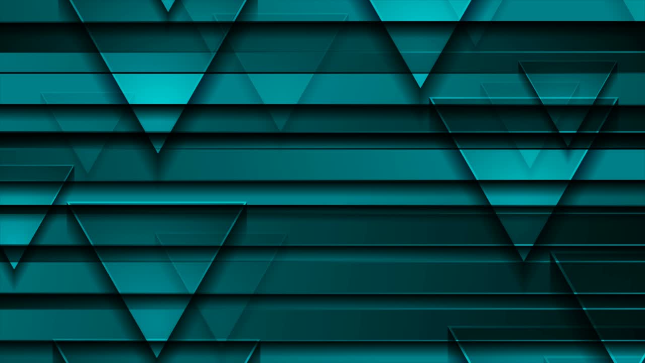 Geometric minimal turquoise abstract motion background with glossy triangles