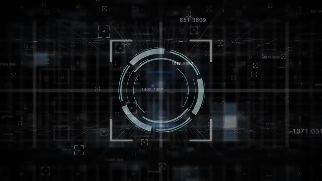 Animation of scope scanning and shapes on black background