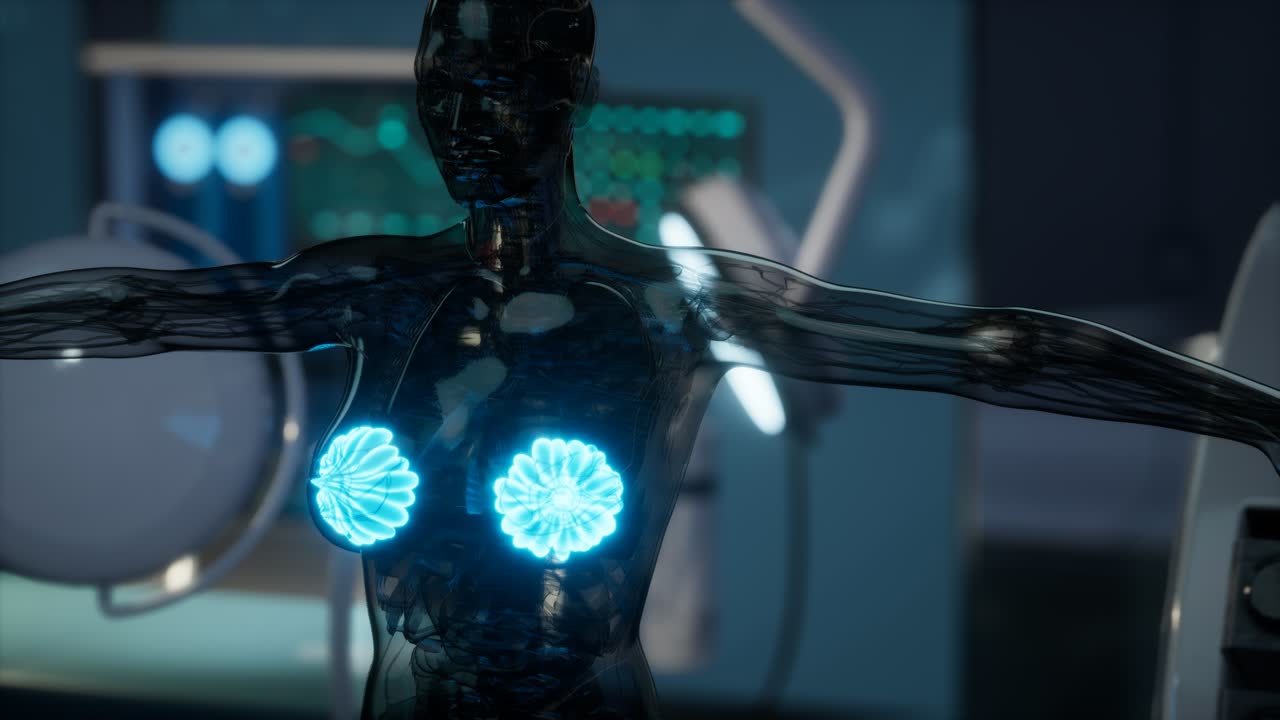 exploración médica del pecho de la mujer