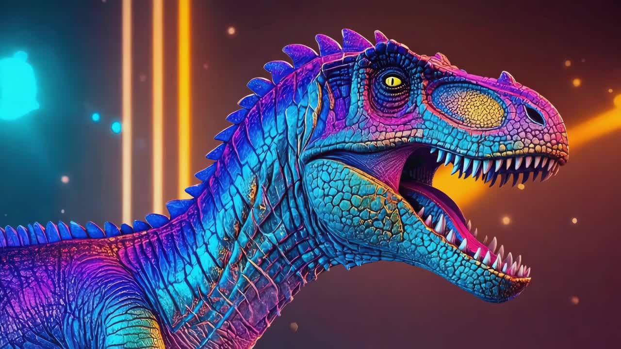Colorful Neon Dinosaur Illustration