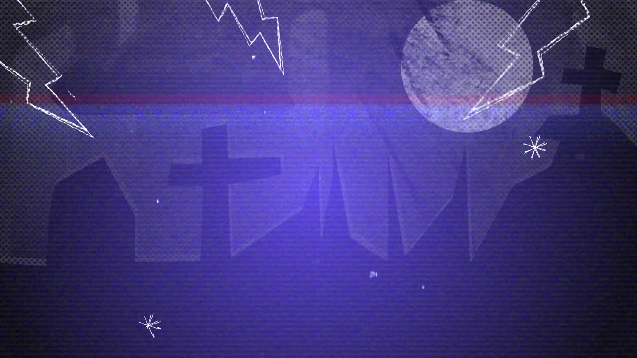 animación de ruidos de halloween aterradores sobre el cementerio durante la tormenta