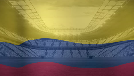 animation of flag of colombia over sports stadium