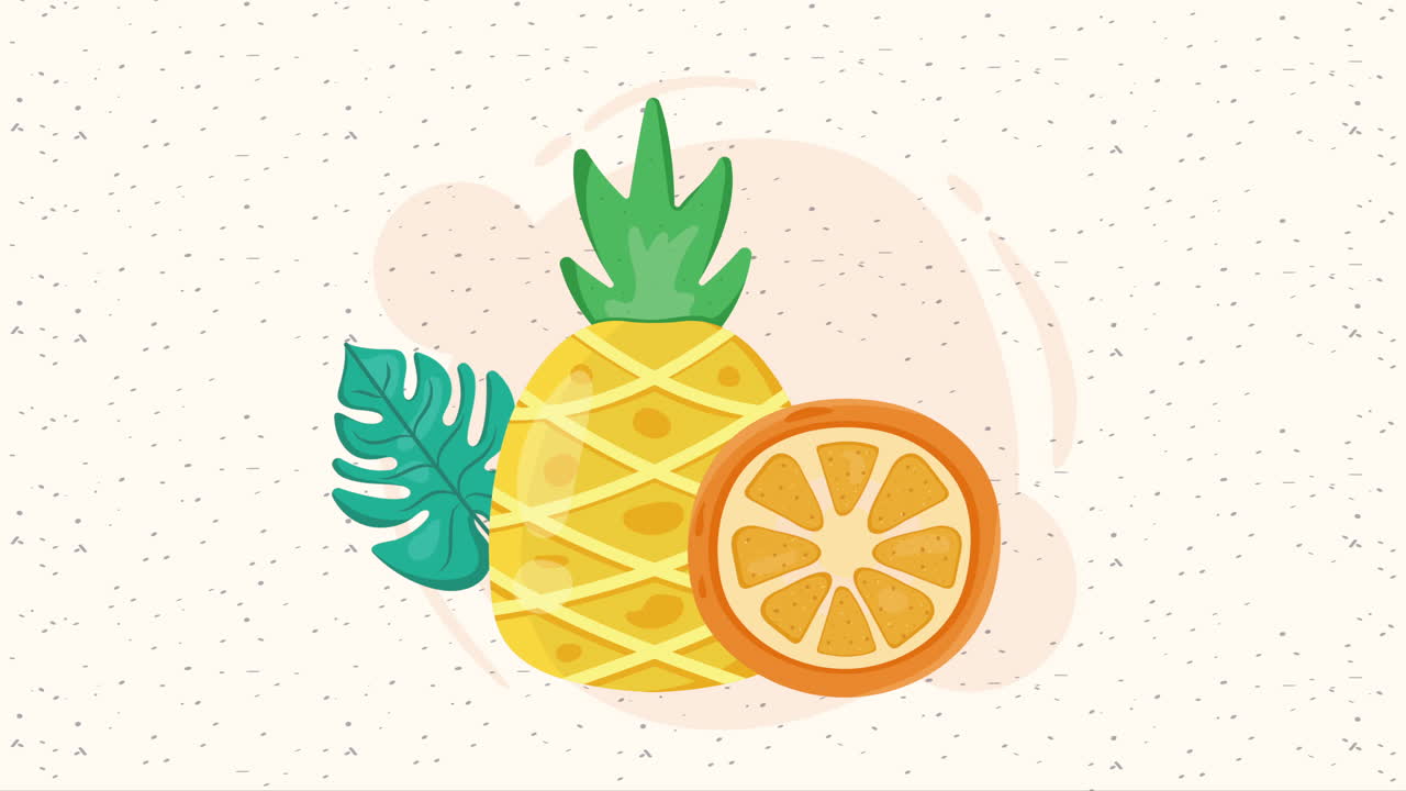 animación de frutas tropicales y frescas