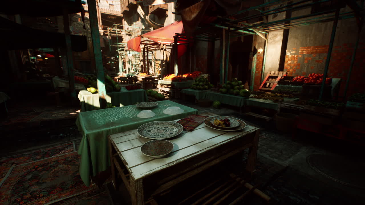 중동의 한 도시에서 활기찬 거리 시장.