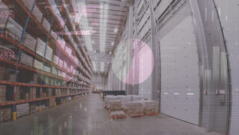 animation of data processing over empty warehouse