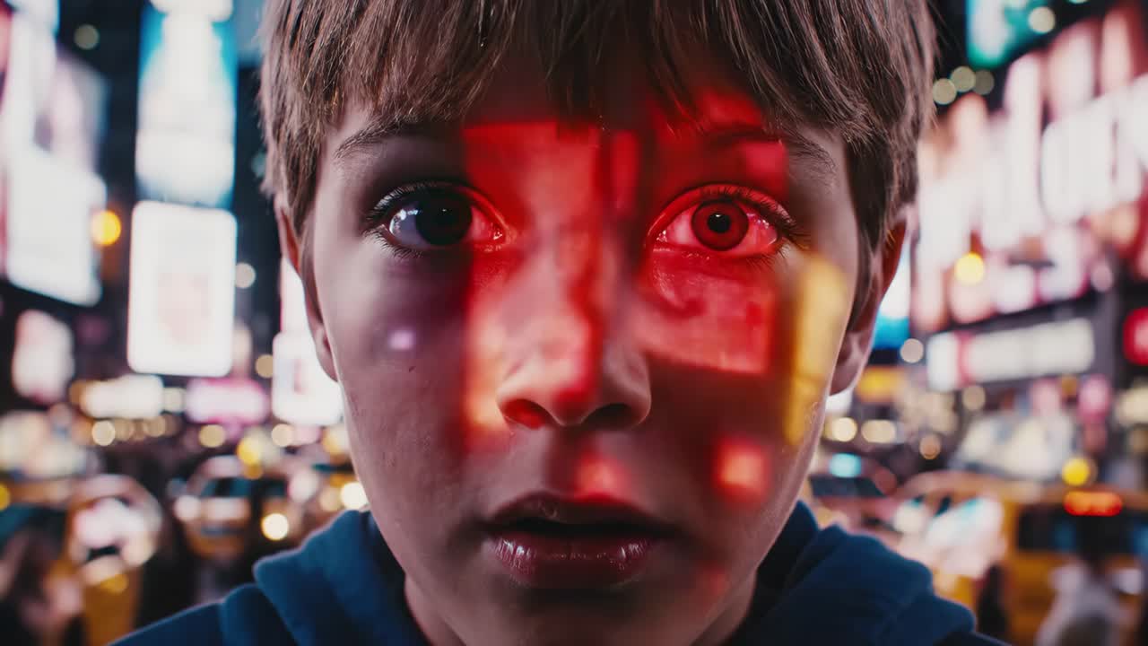 Boy's Face in Times Square