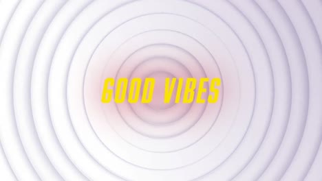 animación digital de buenos ritmos texto contra círculos concéntricos sobre fondo blanco