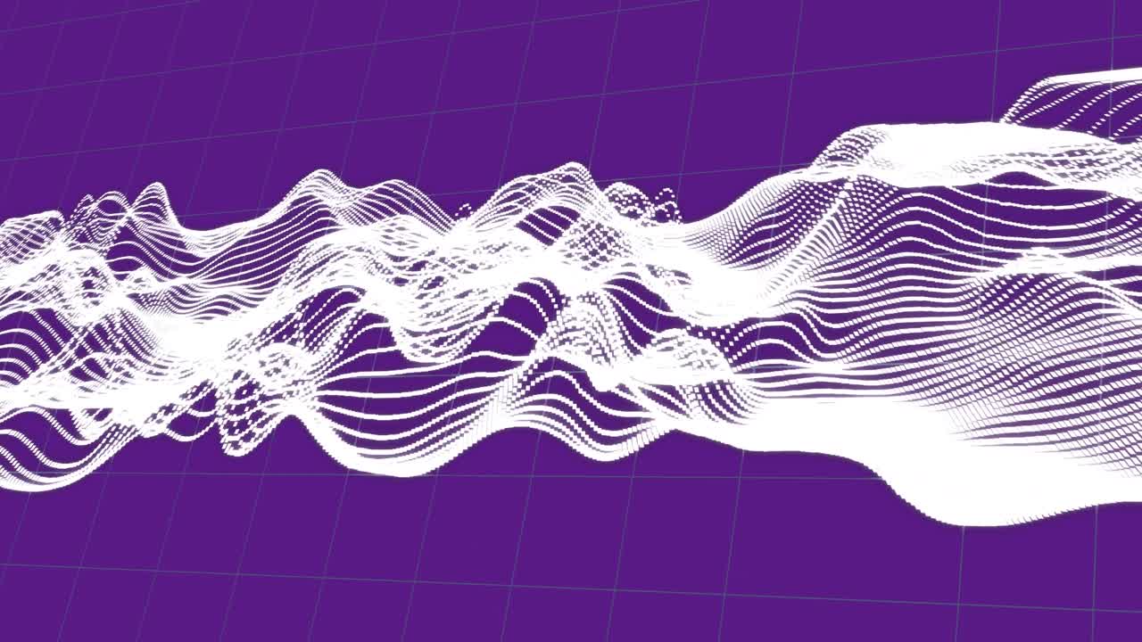 색 전송 라인의 애니메이션과 보라색 배경의 데이터 처리